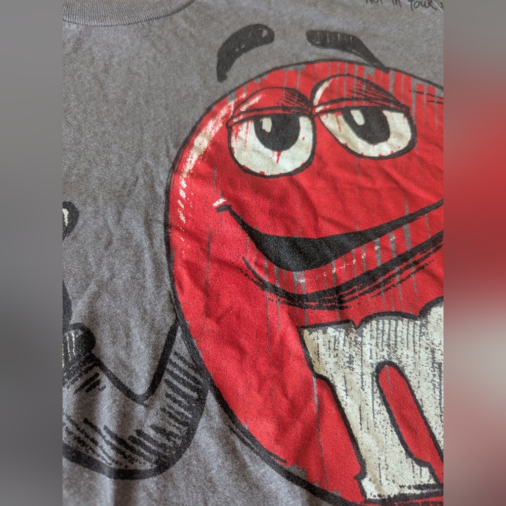 Red M&M Character Y2K Vintage Tee On Gray - Picture 2 of 7